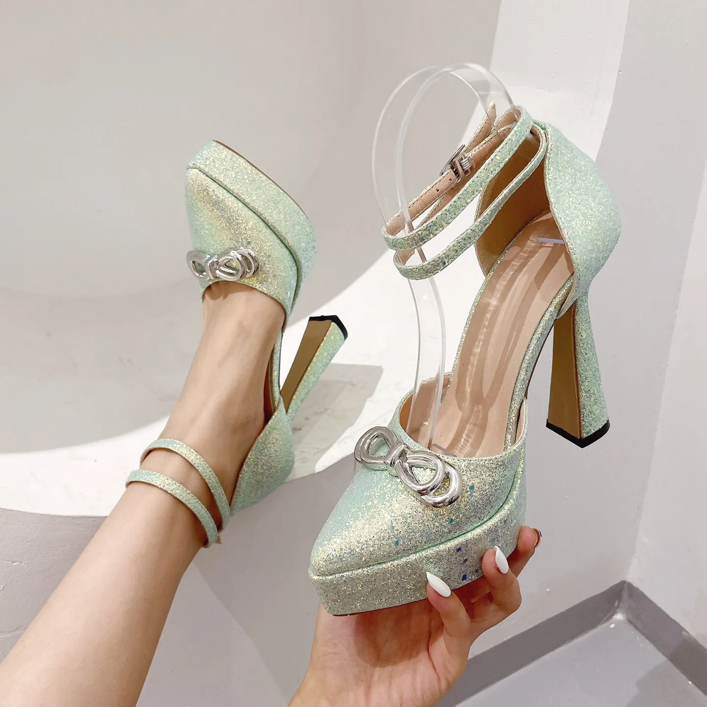Angelene-103 Platform Point Toe High Heels