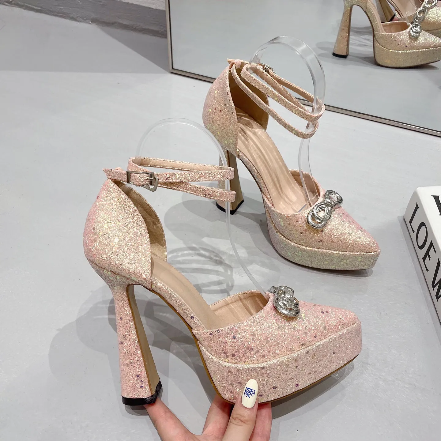 Angelene-103 Platform Point Toe High Heels