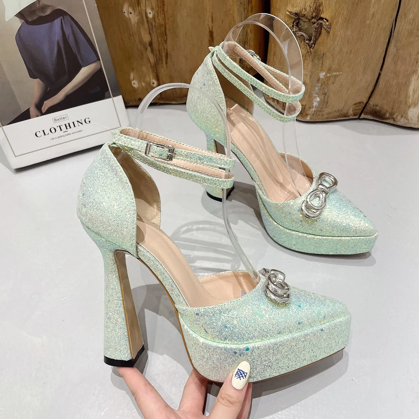 Angelene-103 Platform Point Toe High Heels