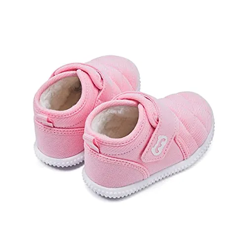 Baby Shoes Boy Girl Sneakers Winter Warm Non Slip First Walking Infant Shoes 6 9 12 18 24 Months Pink Size 12-18 Months Toddler