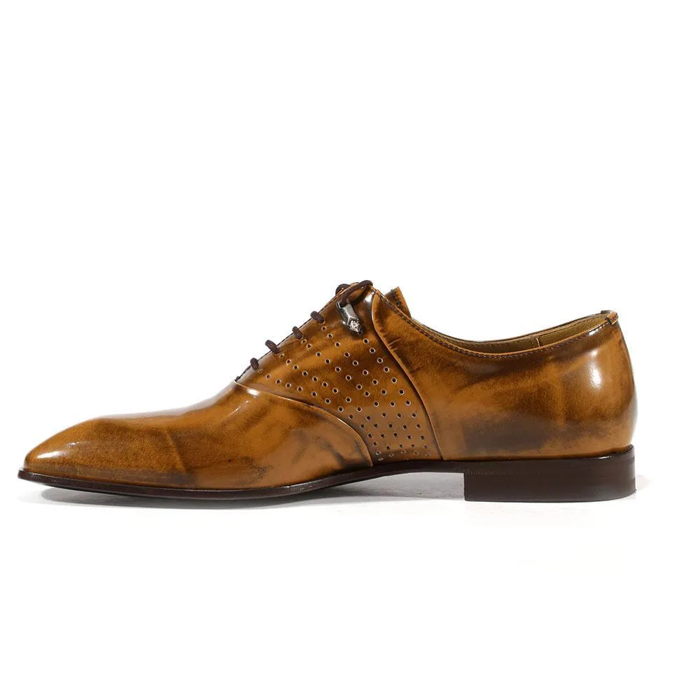 Cesare Paciotti Luxury Italian Men's Designer Shoes Magic Dark Caffe Brown Leather Oxfords (CPM3111)