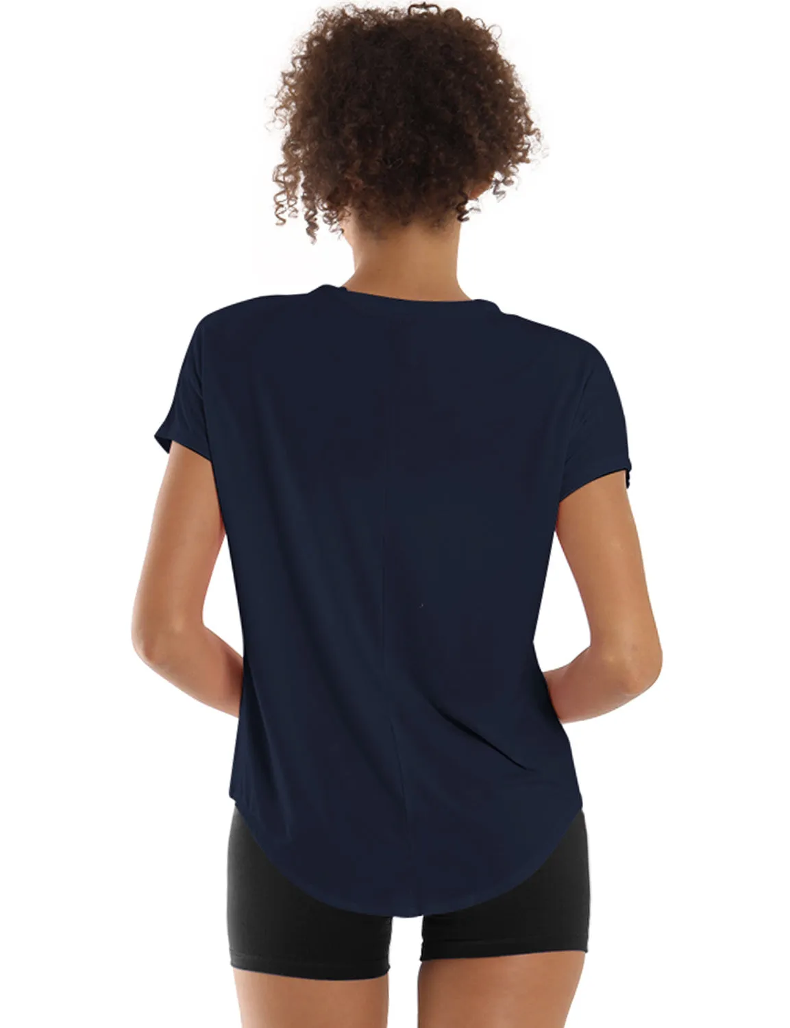 Hip Length Short Sleeve Shirt darknavy_Jogging