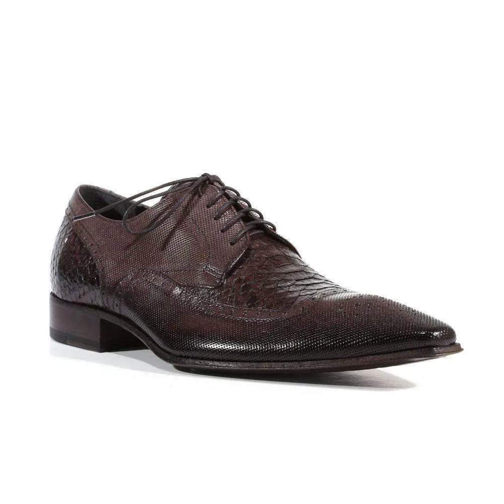 Jo Ghost Men's Designer Shoes Inglese Moscato Pitone Crust Gray Leather Oxfords (JG2302)