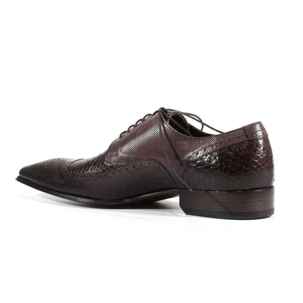 Jo Ghost Men's Designer Shoes Inglese Moscato Pitone Crust Gray Leather Oxfords (JG2302)
