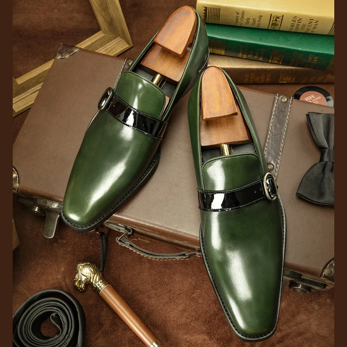 luxury hand made men's loafers genuine leather shoes