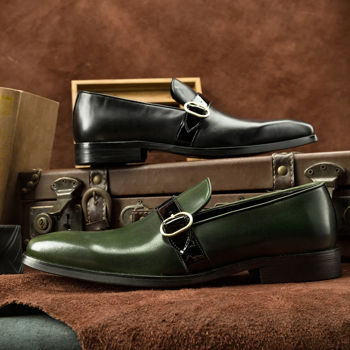 luxury hand made men's loafers genuine leather shoes