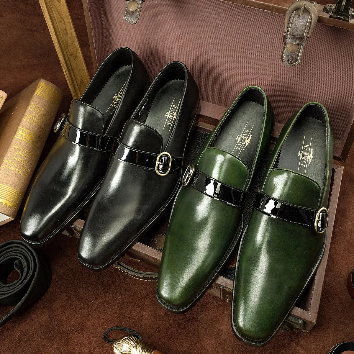 luxury hand made men's loafers genuine leather shoes