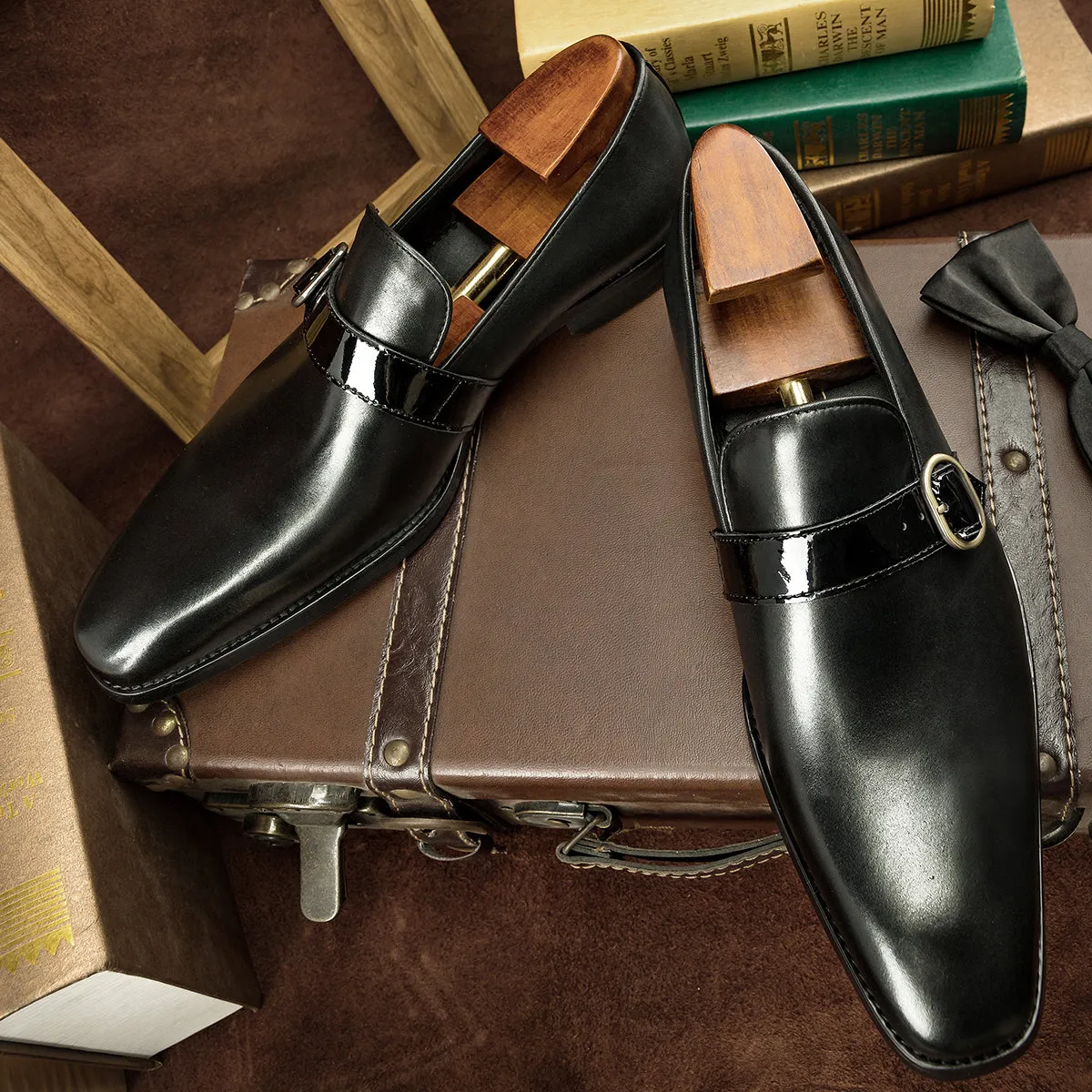 luxury hand made men's loafers genuine leather shoes