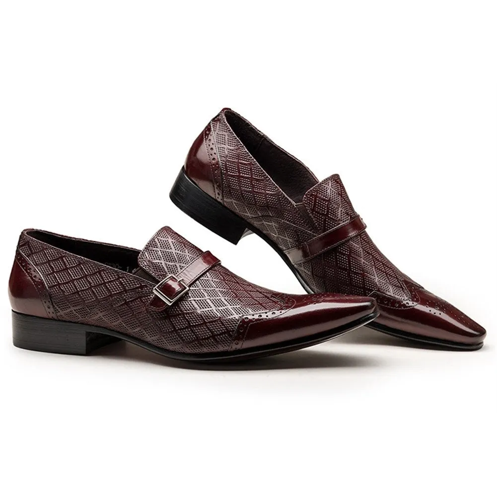 Men Brogue Wing Tip Monk Strap Oxford Shoes