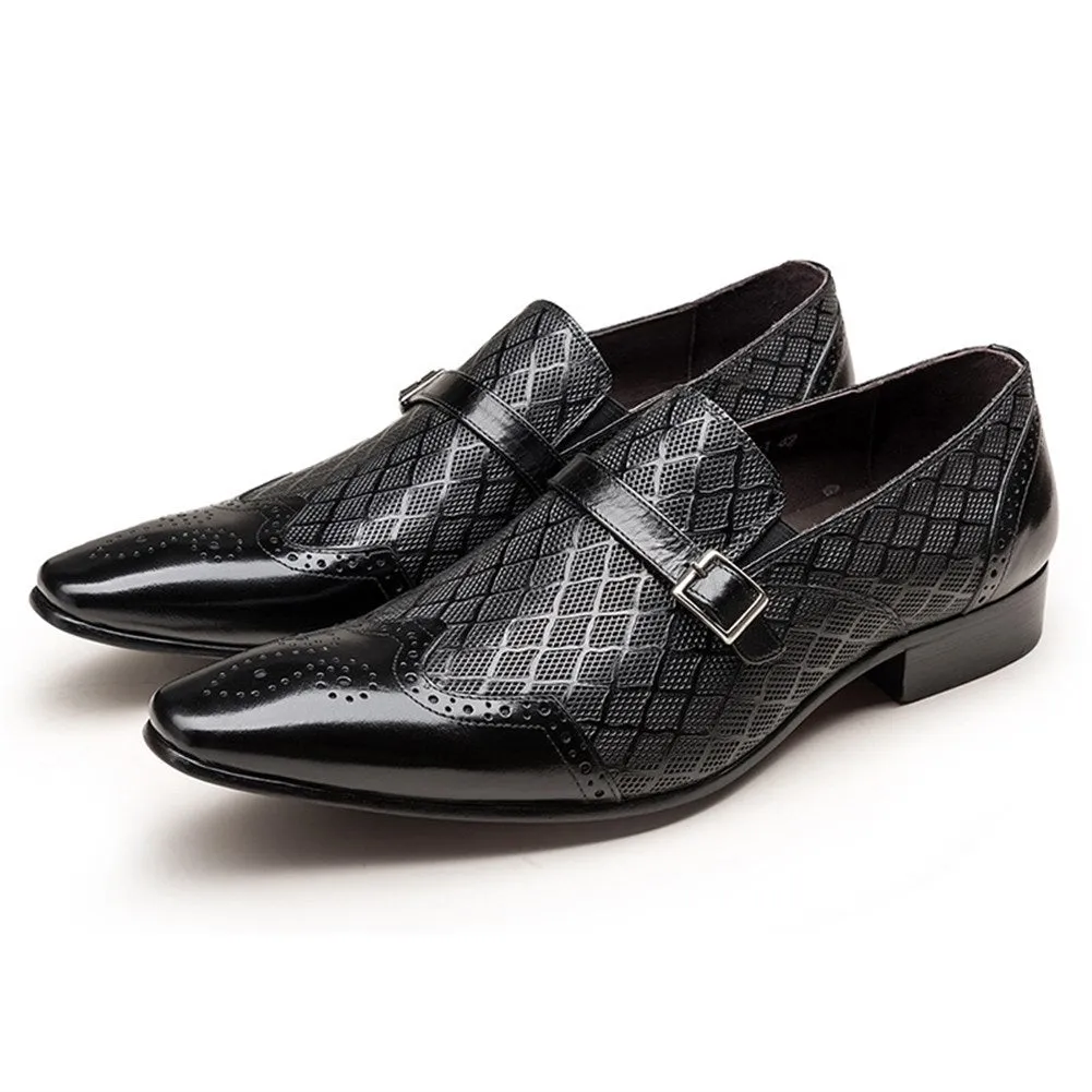 Men Brogue Wing Tip Monk Strap Oxford Shoes