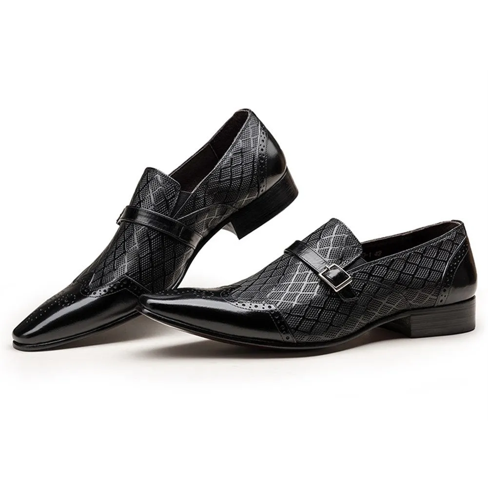 Men Brogue Wing Tip Monk Strap Oxford Shoes
