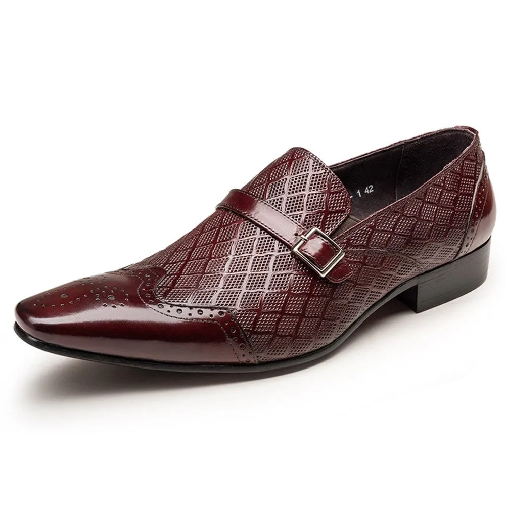 Men Brogue Wing Tip Monk Strap Oxford Shoes