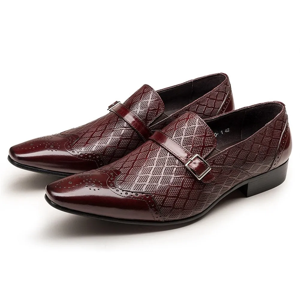 Men Brogue Wing Tip Monk Strap Oxford Shoes