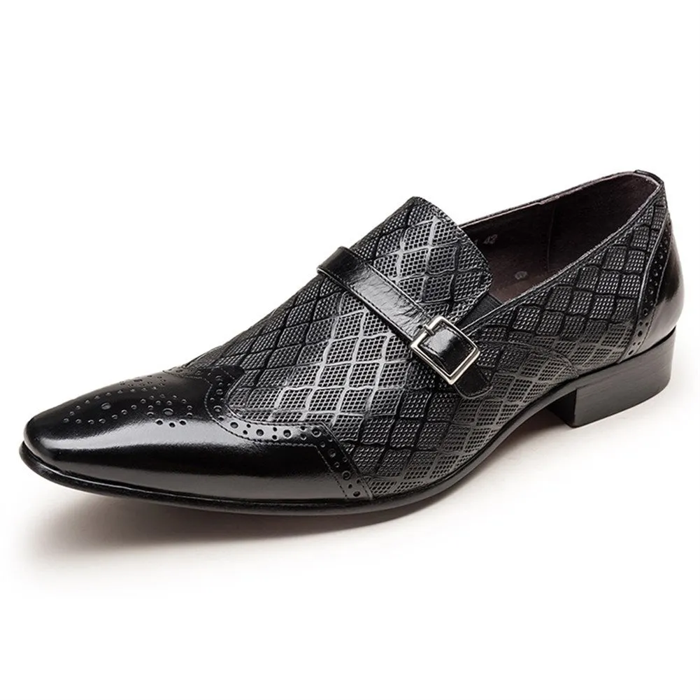 Men Brogue Wing Tip Monk Strap Oxford Shoes