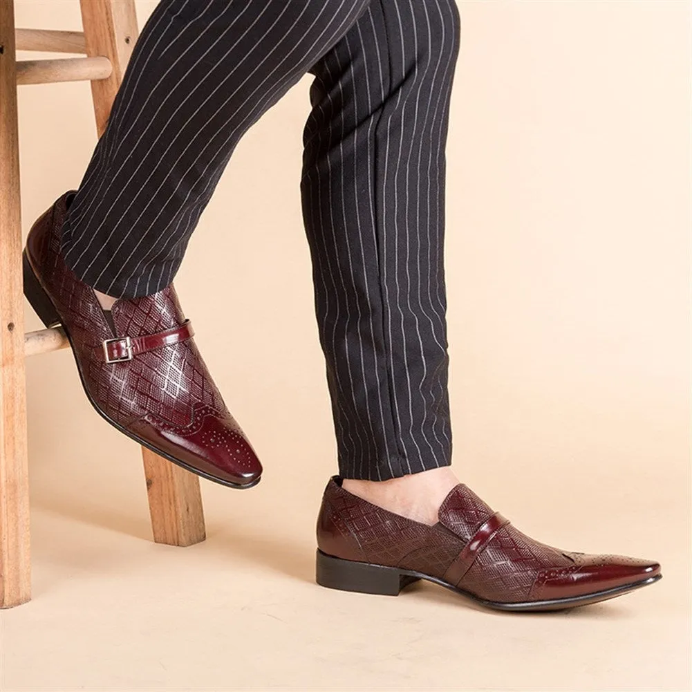 Men Brogue Wing Tip Monk Strap Oxford Shoes