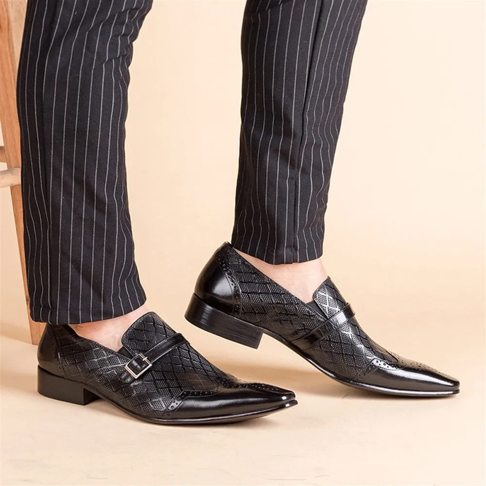 Men Brogue Wing Tip Monk Strap Oxford Shoes