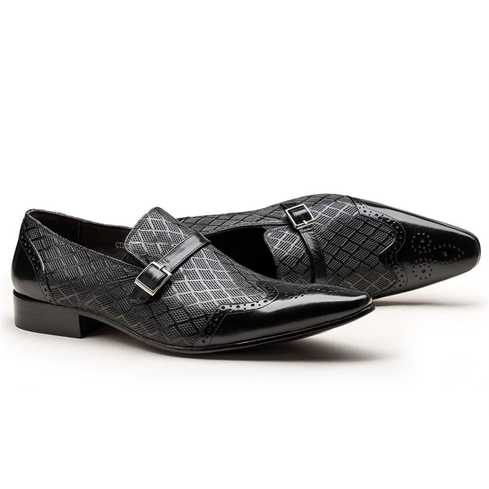 Men Brogue Wing Tip Monk Strap Oxford Shoes
