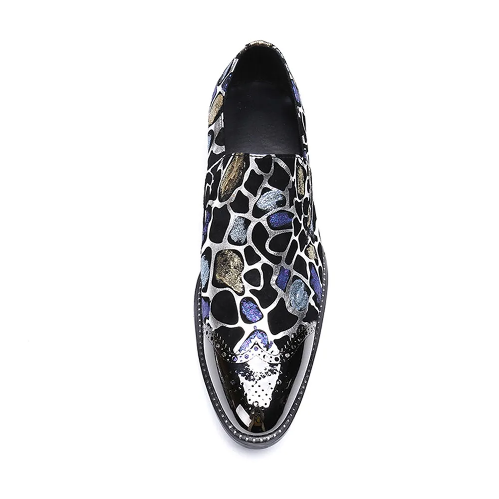 Men Low Top Printed Oxford Shoes