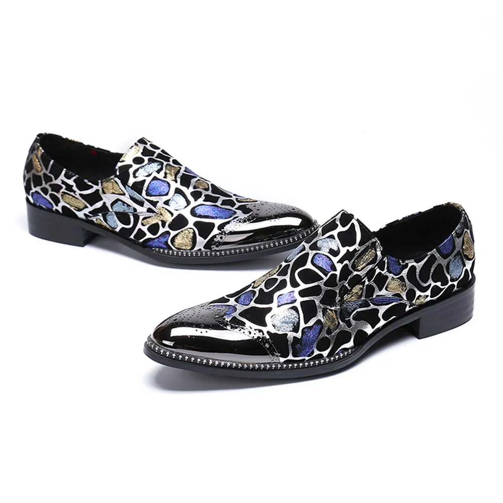 Men Low Top Printed Oxford Shoes