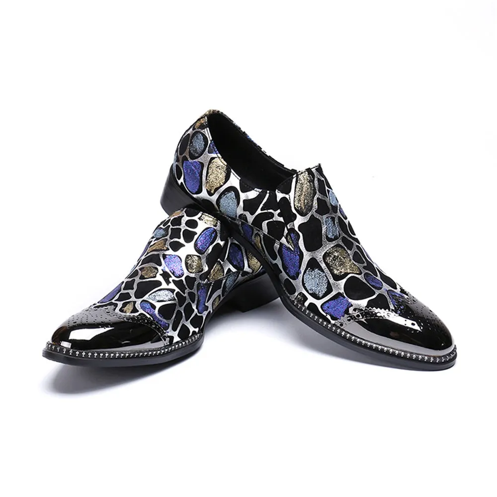 Men Low Top Printed Oxford Shoes