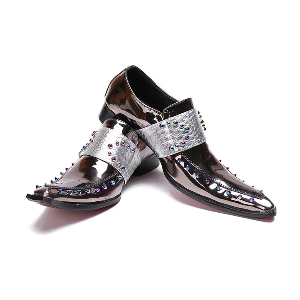 Men Patent Slip On Monk Strap Oxford Shoes