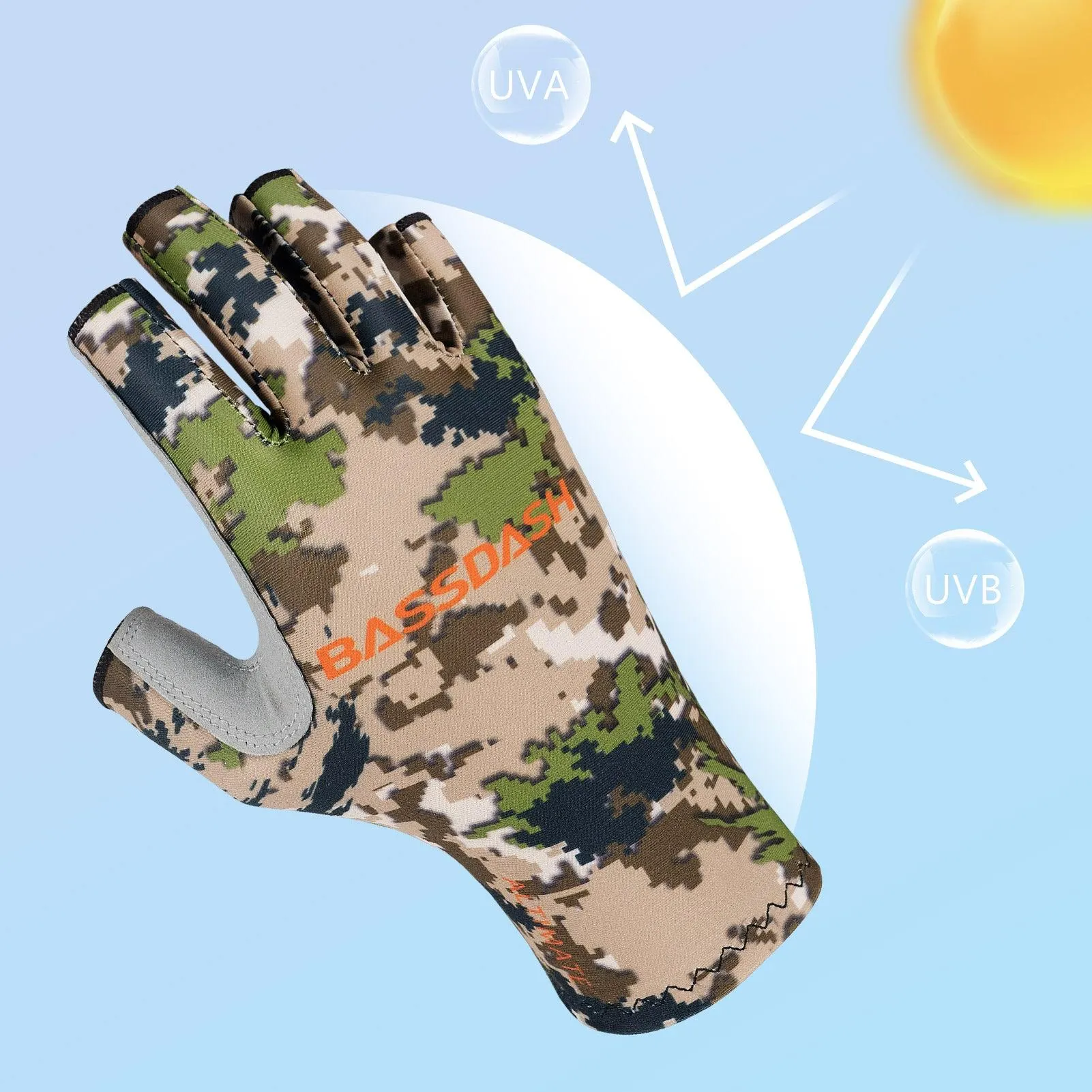 Men's Altimate UPF 50  Sun Protection Fingerless Fishing Gloves