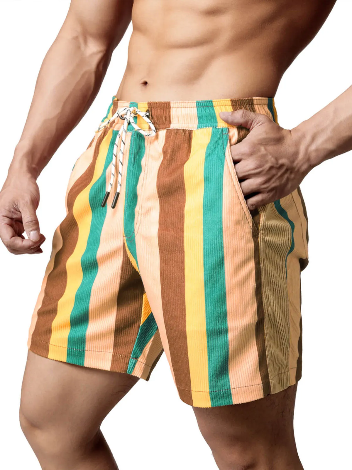 Men's Casual Retro Striped Beach Shorts