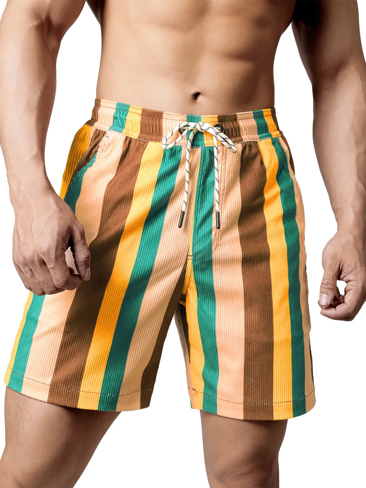 Men's Casual Retro Striped Beach Shorts