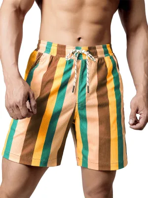 Men's Casual Retro Striped Beach Shorts