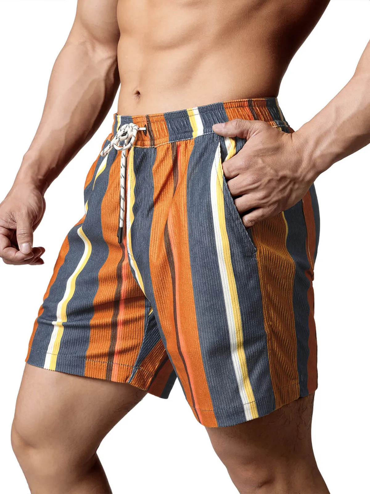 Men's Casual Retro Striped Beach Shorts