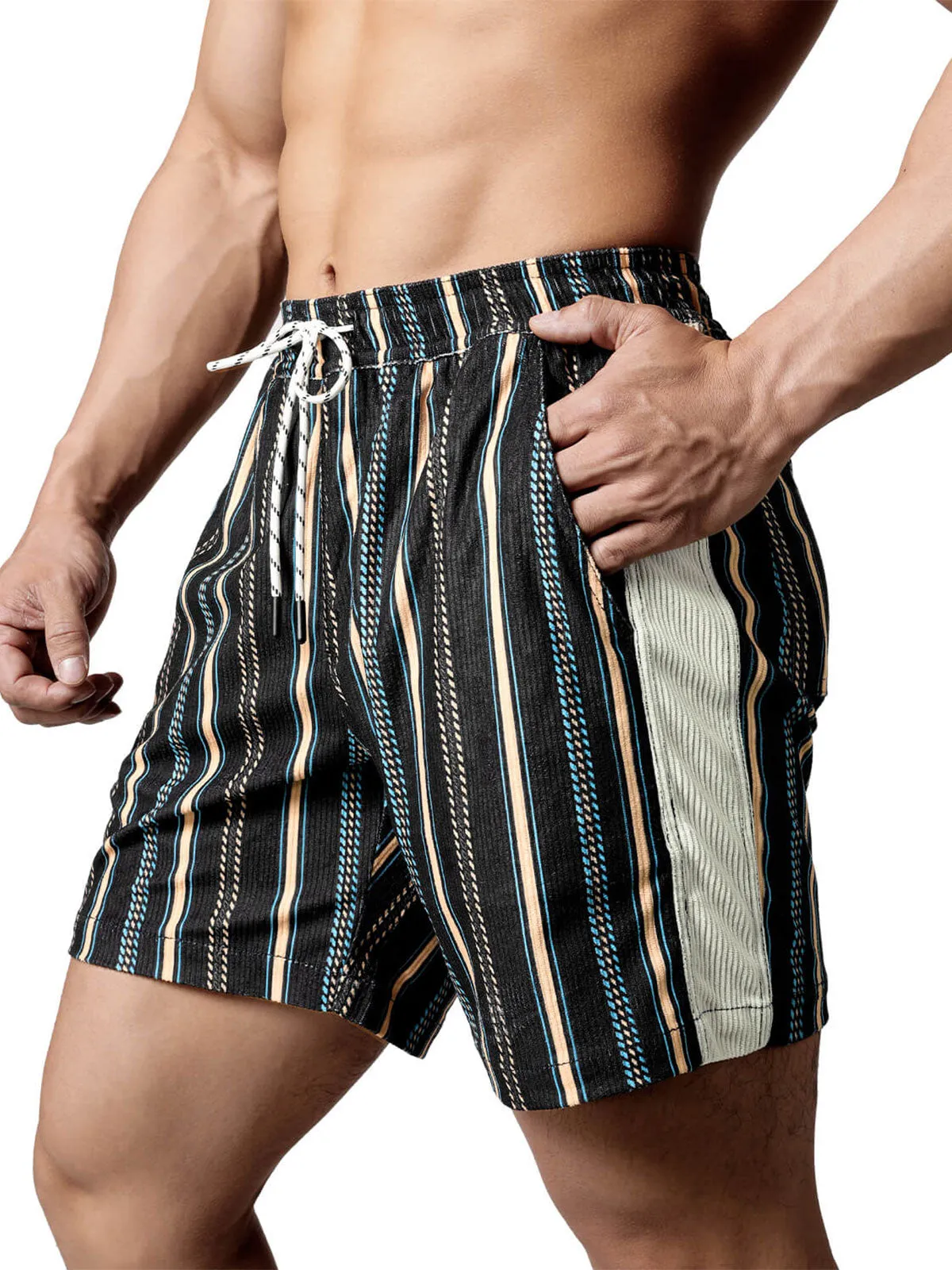 Men's Casual Retro Striped Beach Shorts
