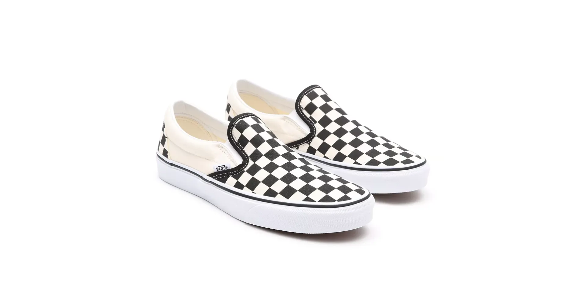 Mens Vans Classic Slip-On Shoes Black And White Checker/White