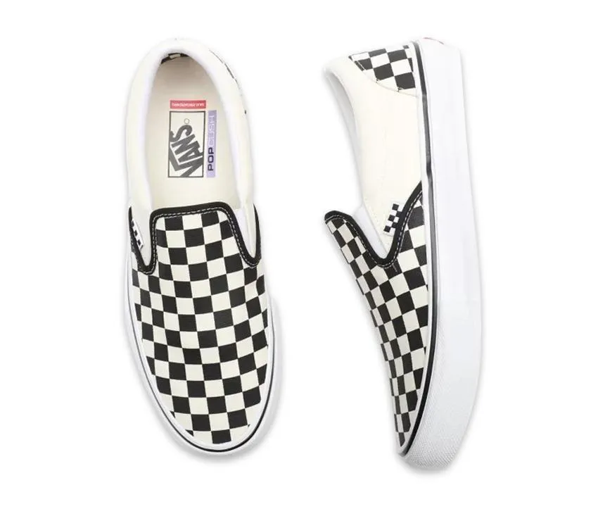 Mens Vans Classic Slip-On Shoes Black And White Checker/White