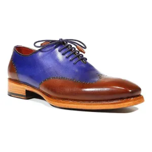 Paul Parkman Handmade Designer Shoes Men's Designer Shoes Wingtip Goodyear Welted Blue / Brown Oxfords (PM3003)