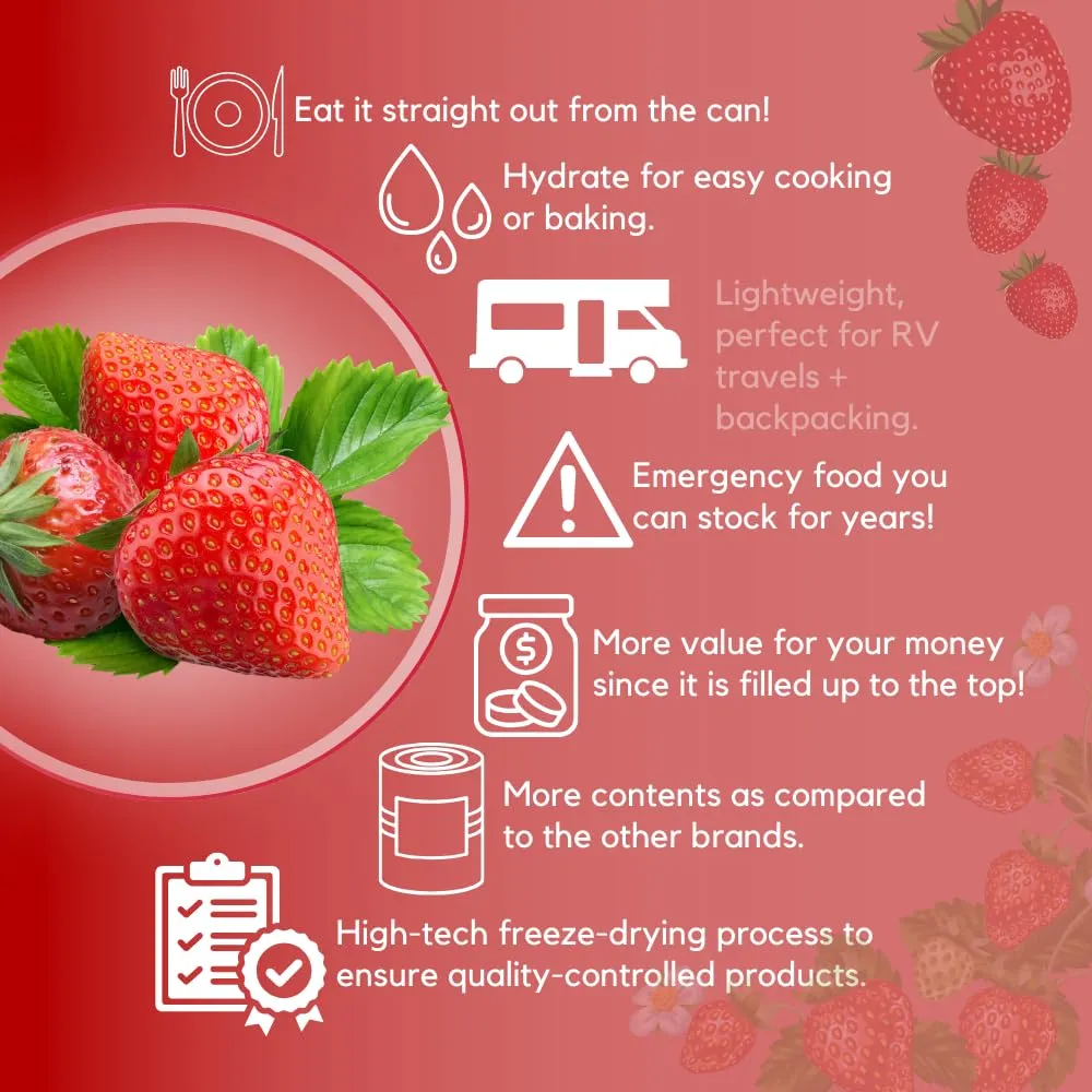 Ready Harvest Freeze-Dried Strawberries - 30 Year Shelf Life - #10 Can