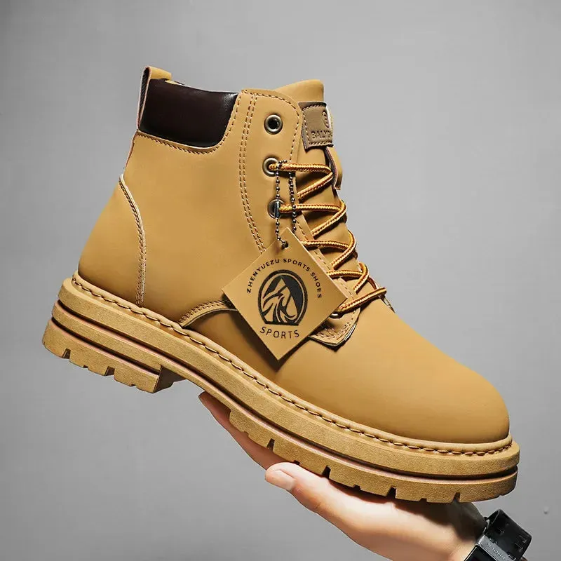 Rugged Faux-Leather Work Boots | JERRY