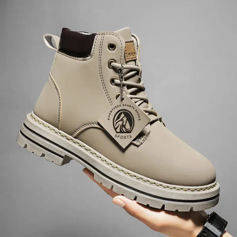 Rugged Faux-Leather Work Boots | JERRY