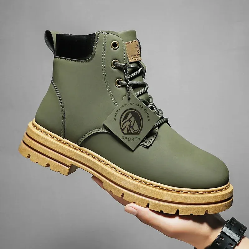Rugged Faux-Leather Work Boots | JERRY