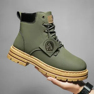 Rugged Faux-Leather Work Boots | JERRY