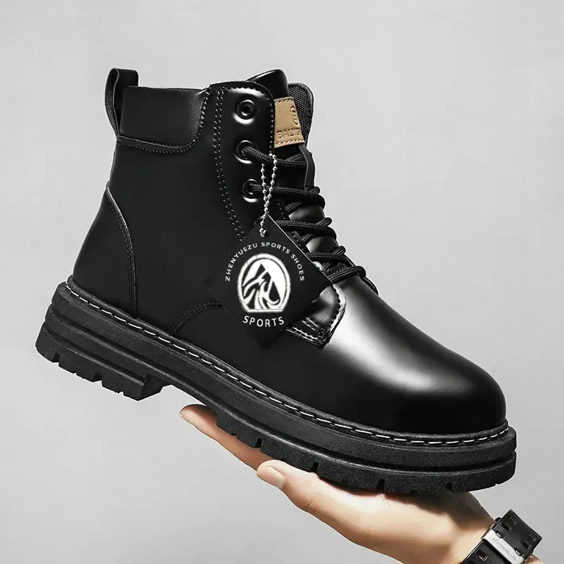 Rugged Faux-Leather Work Boots | JERRY