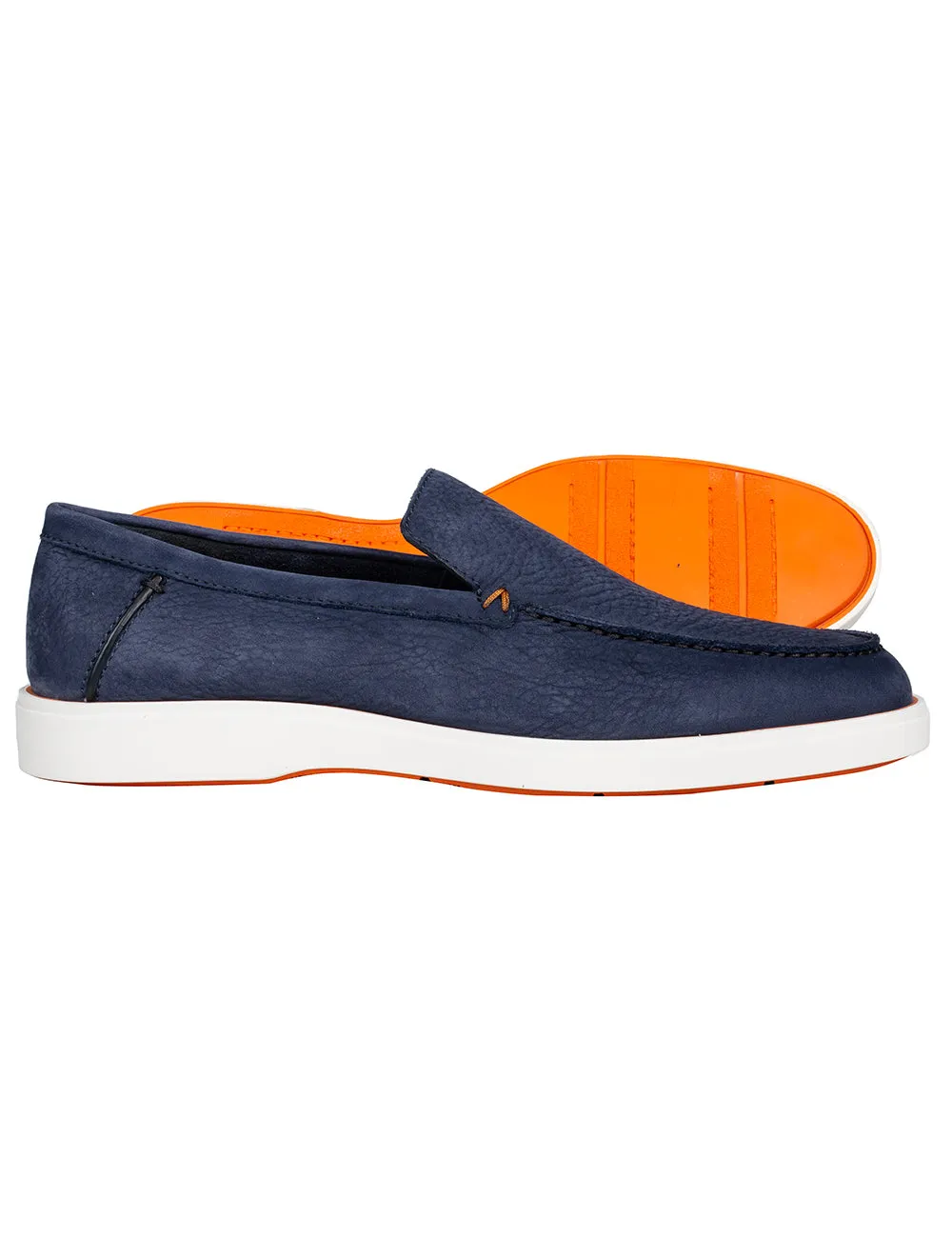 SANTONI Slip On Tumbled Shoe Blue