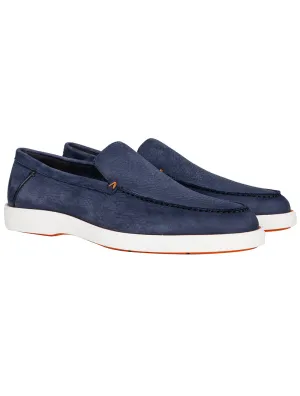 SANTONI Slip On Tumbled Shoe Blue