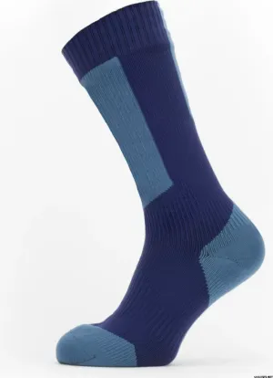 Waterproof Cold Weather Mid Length Sock with Hydrostop (Navy Blue/Red)
