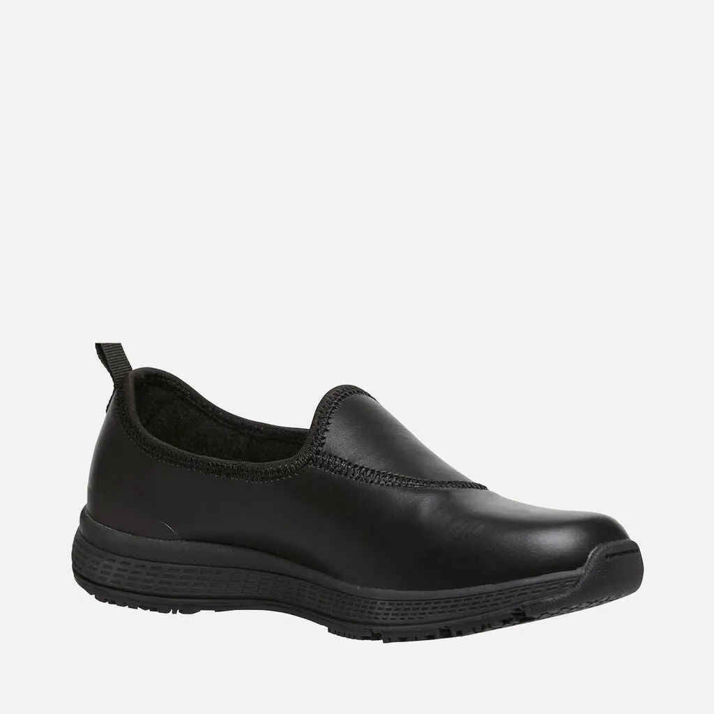 WOMEN'S SUPERLITE LEATHER SLIP-ON WORK SHOES -BLACK
