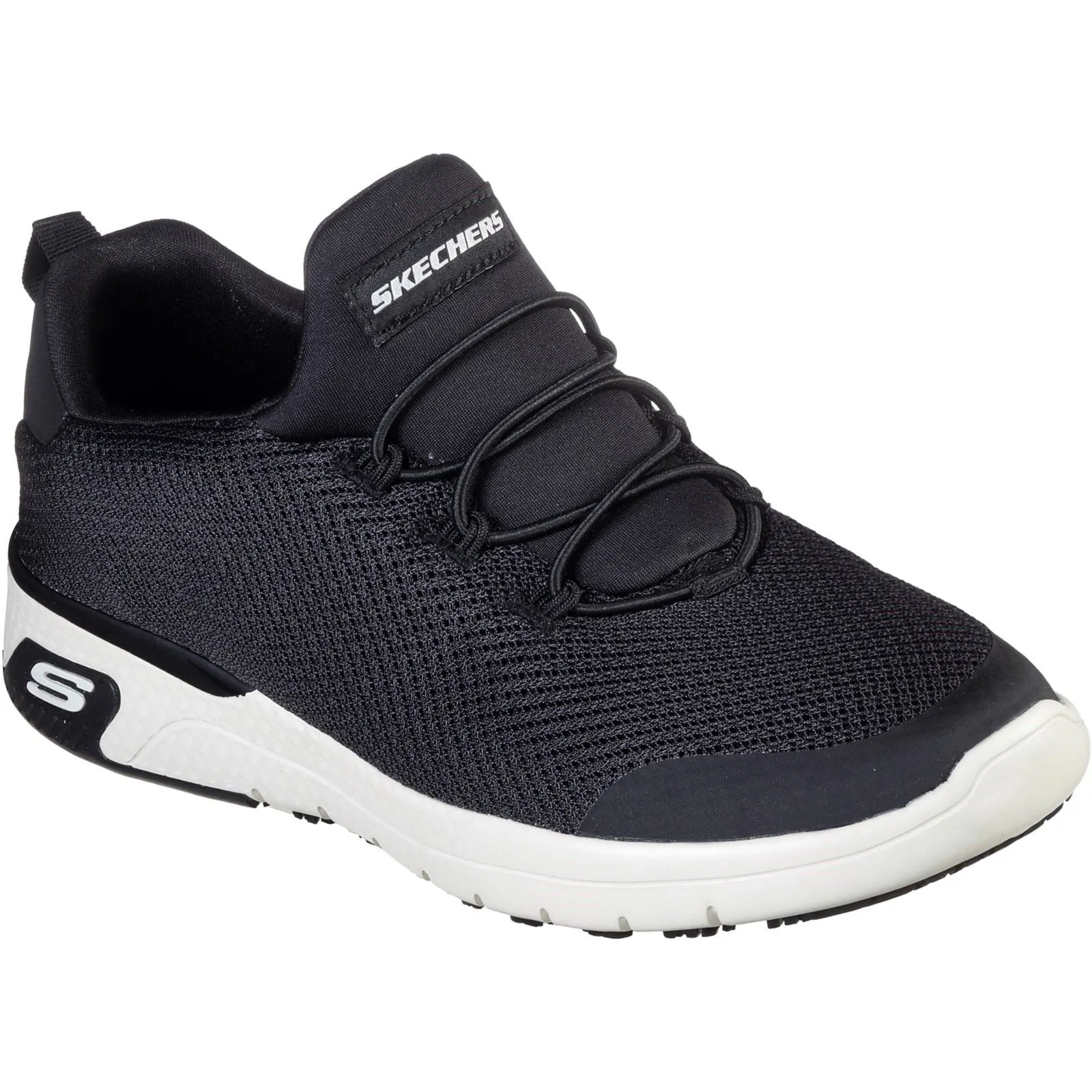 Women's Wide Fit Skechers 77281EC Marsing Waiola SR Safety Trainers - Black/White